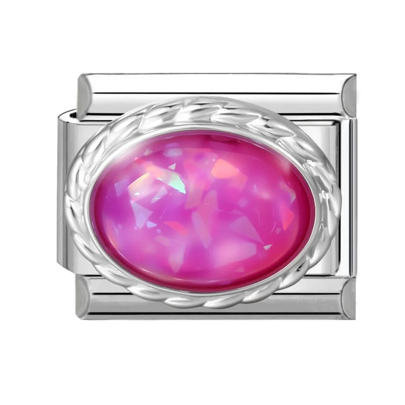 2026 Y2K Shiny Opal Gems Oval Bright Italian Charm Links Fit 9mm Stainless Steel Bracelet Women Jewelry DIY Making Dropshipping Qme Style 4