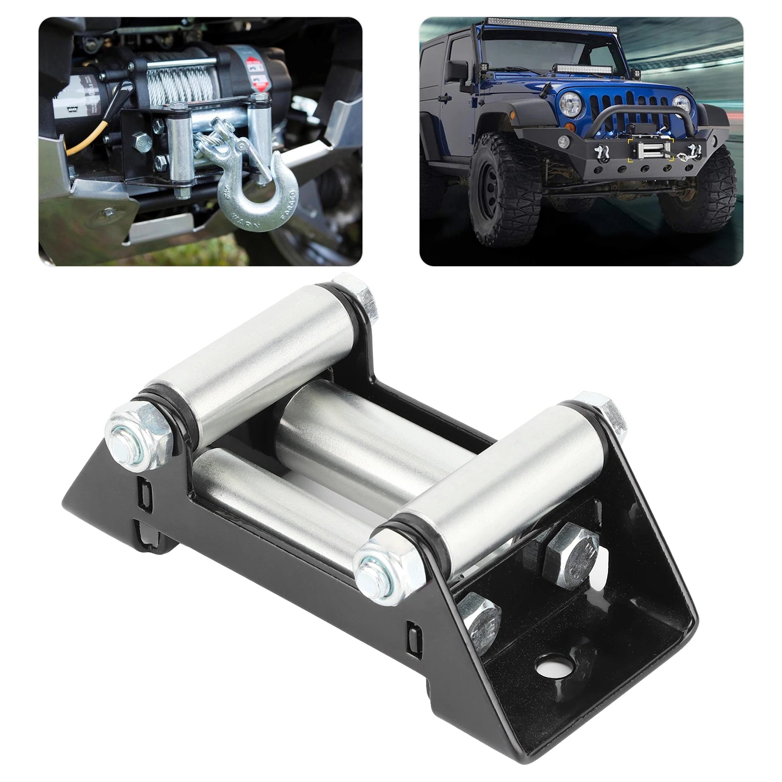 Heavy Duty Fairlead Winch Roller Fairlead Side by Side Winch Cable Roller Fairlead Heavy Duty 125mm/5in Hole Diatance Qme