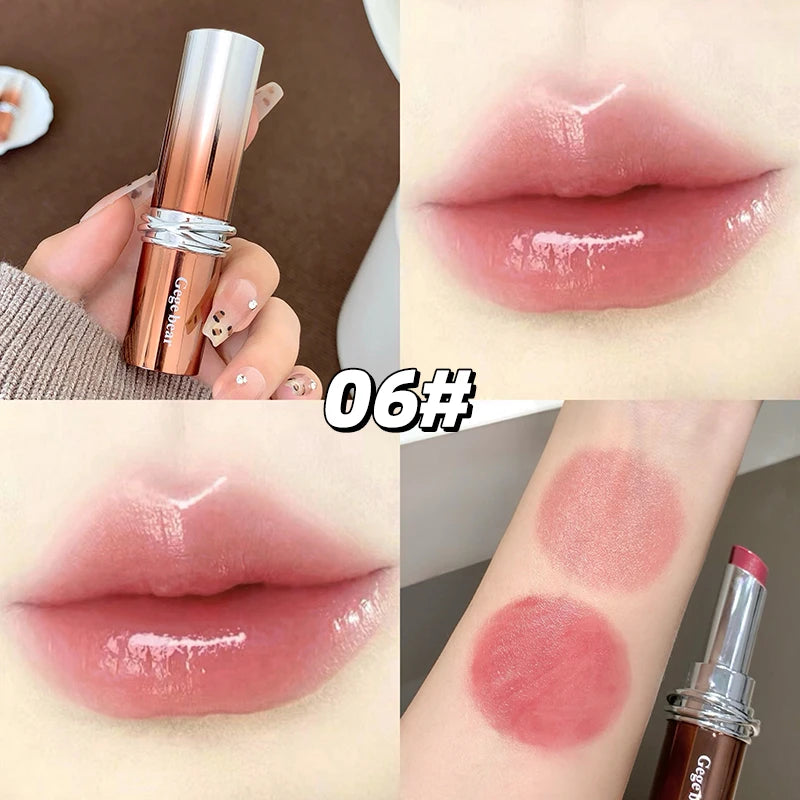 Glossy Mirror Lipstick Gege Bear Red Brown Shade Moisturizing Qme GX1568-06