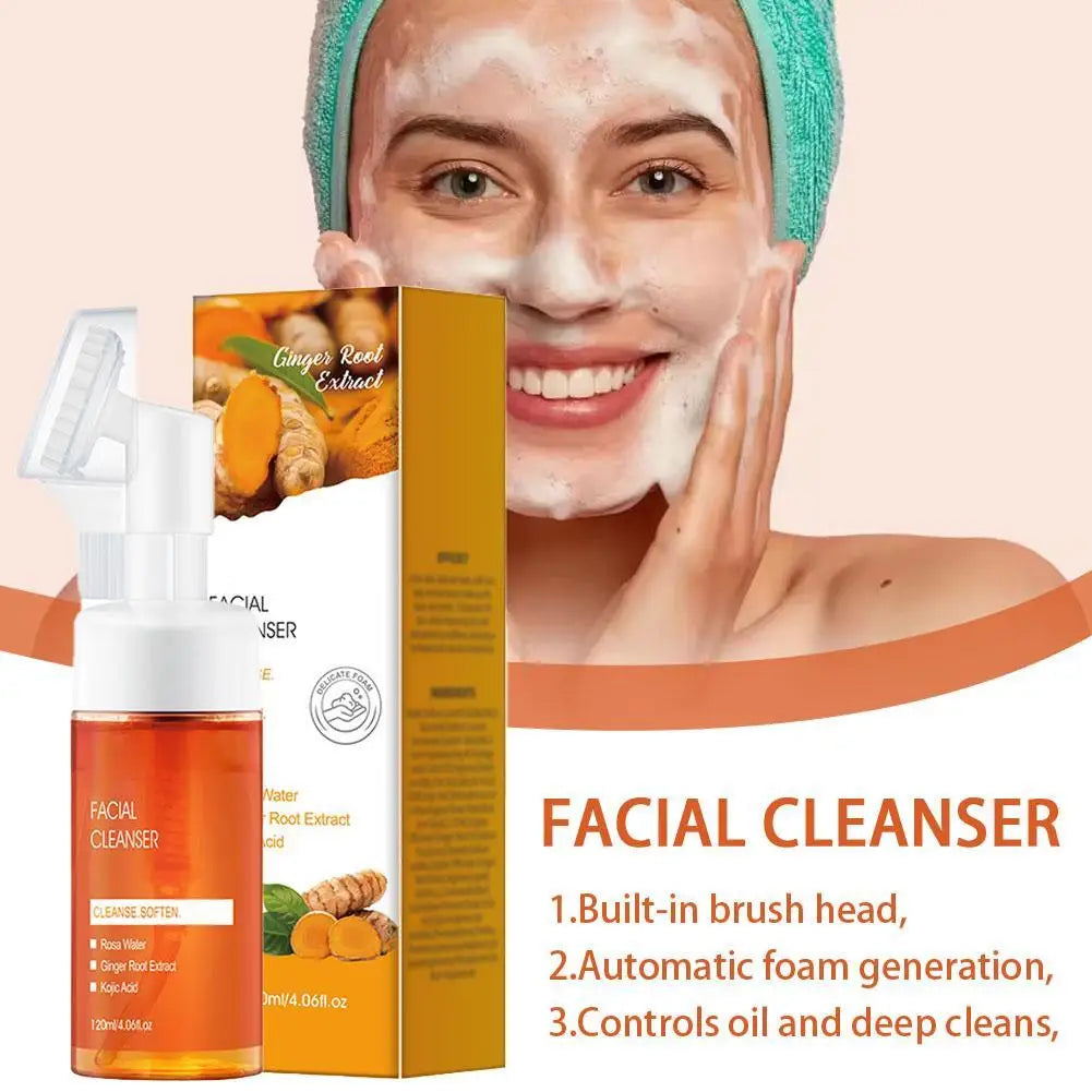 Turmeric Cleansing Mousse Anti Pimple Improves Dark Spot Oil Control Blackhead Remover Brighten Deep Hydrating Face Cleanser Qme