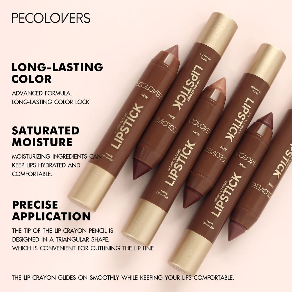 2In1 Matte Lipstick Pencil Waterproof Long Lasting Lip Brown Velvet Qme