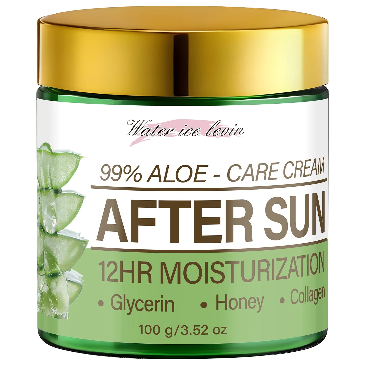 99% Aloe Vera After Sun Cream, 12HR Moisturizing with Collagen & Glycerin Qme green 100g