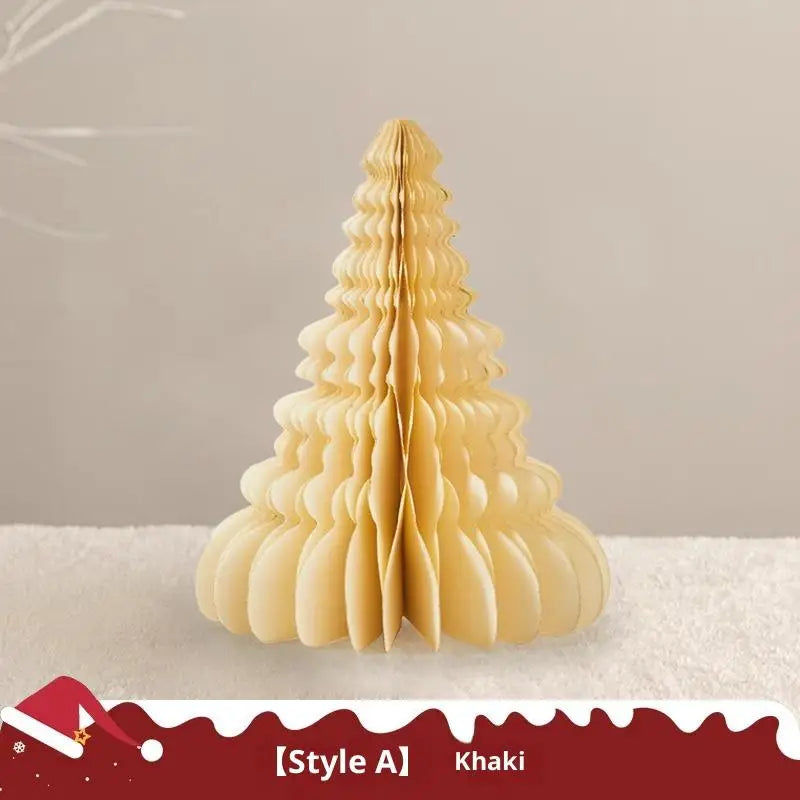 Christmas Tree Ornament 3D Honeycomb Ball Folding Paper Xmas Tree Desktop Hanging Xmas Decor Qme A10