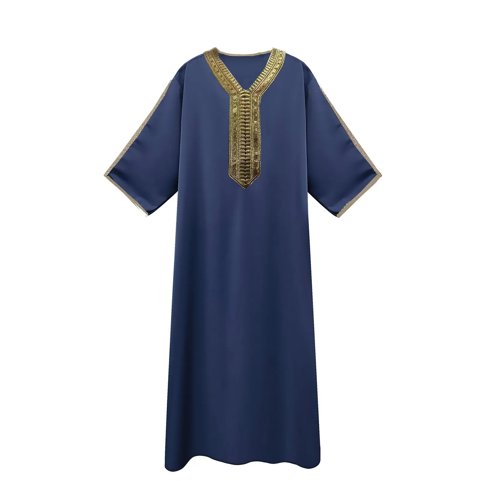 Men's Muslim Robe Arab Middle Robe Long Sleeve Embroidered Long Shirt Prayer Simple Loose Clothing Qme