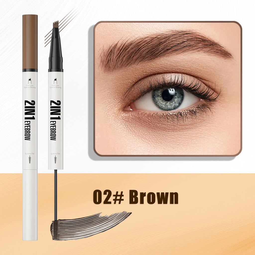 Waterproof Eyebrow Pen 2-in-1 Eyebrow Pencil And Tint Microblading Eyebrow Pencil with 4 Split Head for Perfect Brows Qme 9712-2