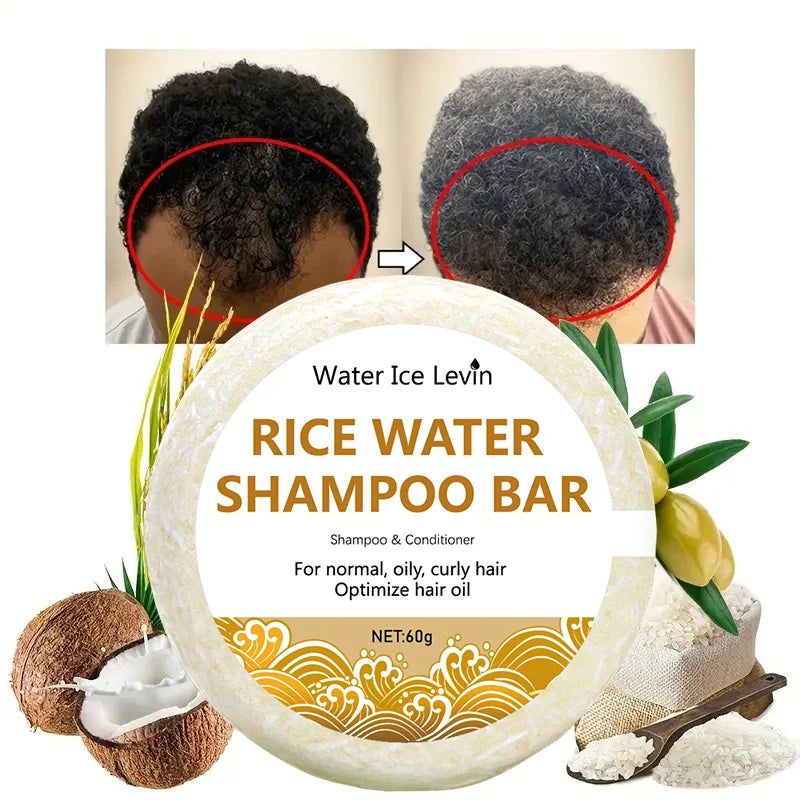 Organic Rice Shampoo Soap Bar Oil Free Conditioning Soap Rice Water Protein Nourishing Anti-loss Hair Hair Growth Soap Bar 60g Qme