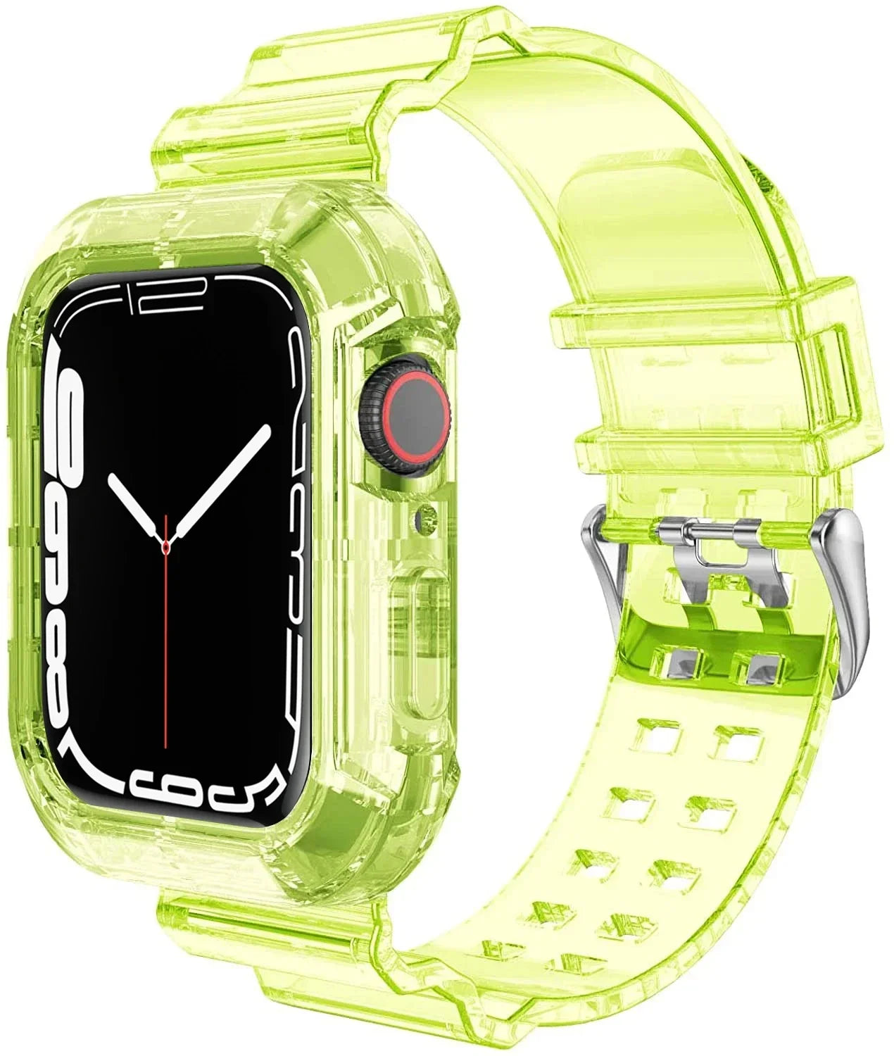 Clear Band + Case for Apple Watch Series 9 8 7 6 SE 5 49mm 45mm 44mm 42mm 41mm Transparent for iwatch 3 38mm 40mm Plastic Strap Qme TRY 38 40 41MM