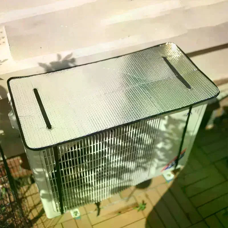 Outdoor Air Conditioner Cover Rainproof Sun Resistant Aluminum Foil Dust Cover With Elastic Band Lifting Loop Qme