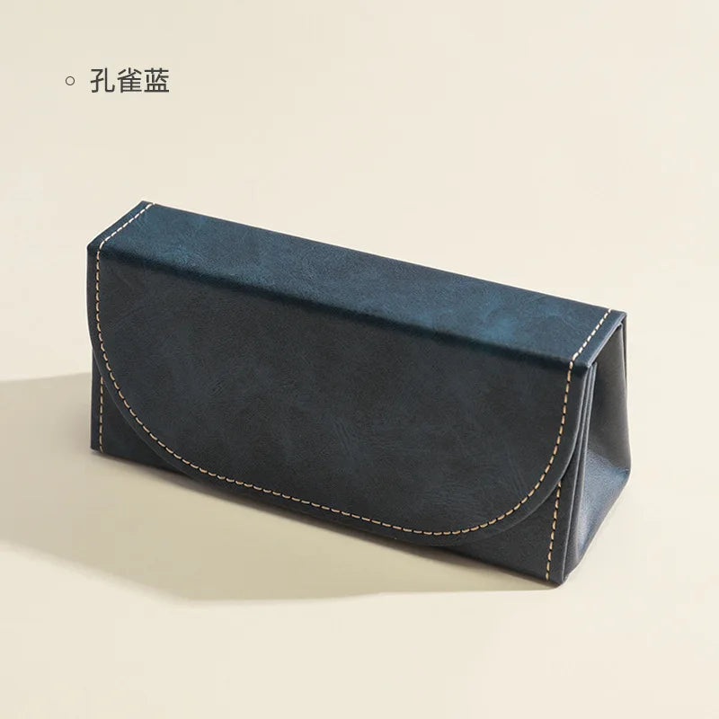 Premium PU Large Capacity Men's Eyeglass Case Ins Style Shockproof Portable Glasses Storage Box Eyeglass Box for Gift Qme Peacock Blue Storage