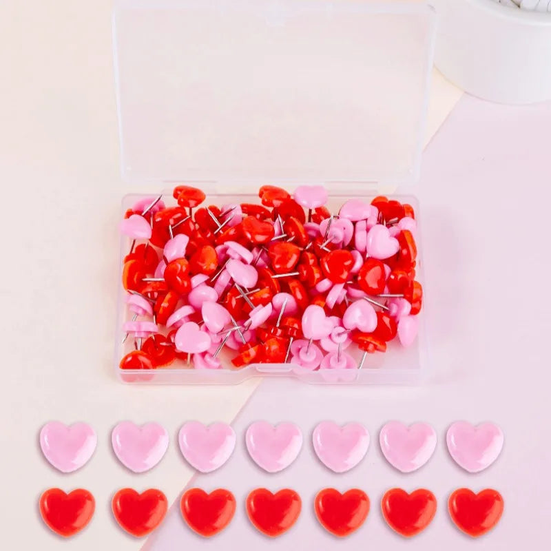 Ins Pink Creative Heart Peach Small Flat Head Push Pin Soft Wooden Qme Multicolor