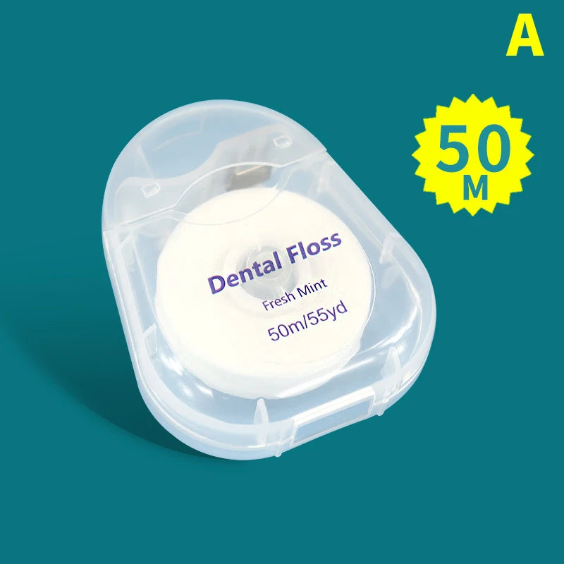 50m Portable Floss Care Picks Tooth Cleaning Tool Case Practical Qme A NO Bag
