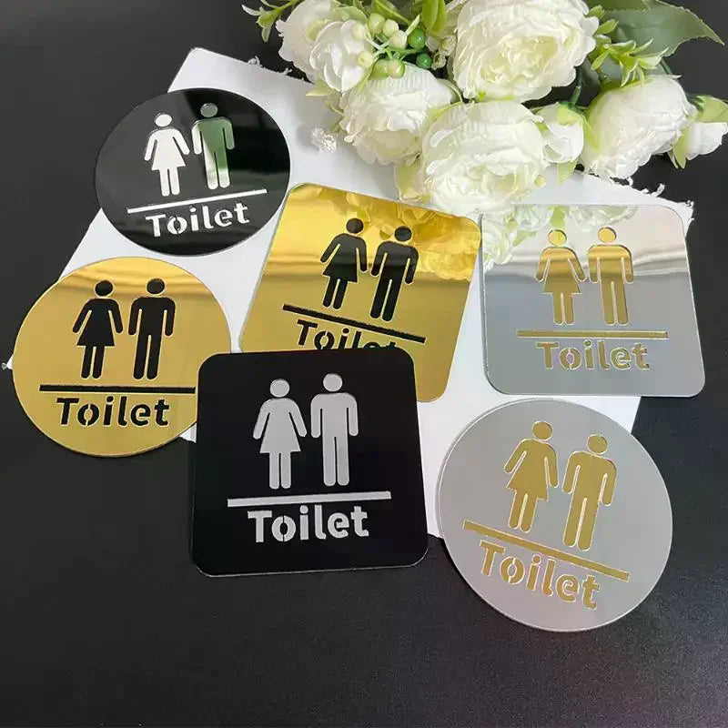 3D Toilet Sign Acrylic Men Women Bathroom Self-Adhesive Wall Sticker DIY Decor For Office Business Hotel Cafe Public Door Qme