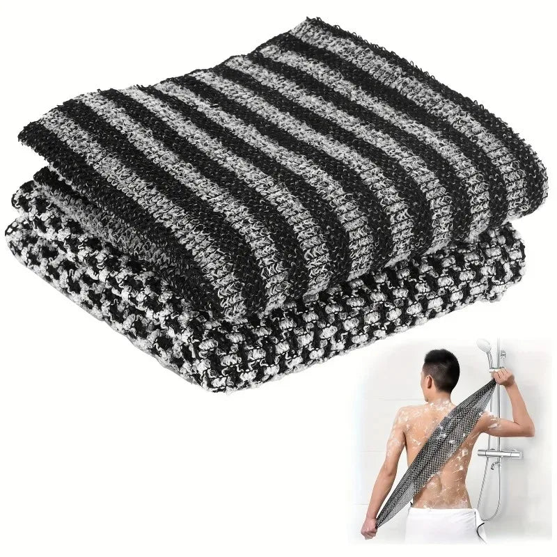 Exfoliating Bath Scrub Towel Ergonomic Handle Back Arms Legs Gentle Qme
