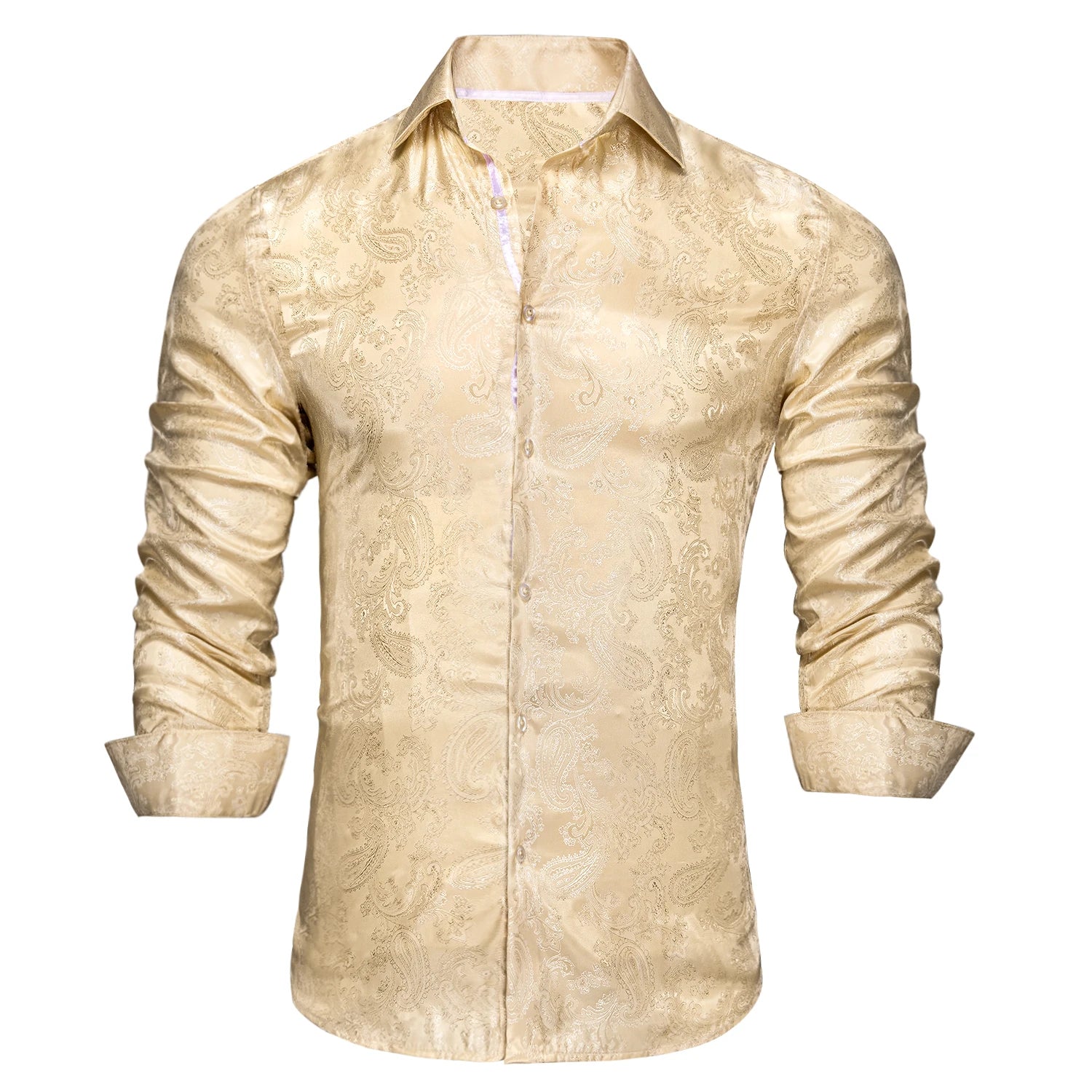 Hi-Tie Jacquard Paisley Light Blue Mens Shirt Long Sleeve Lapel Shirt Blouse Outerwear Wedding Office Breathable Quality Qme CY-1037 S