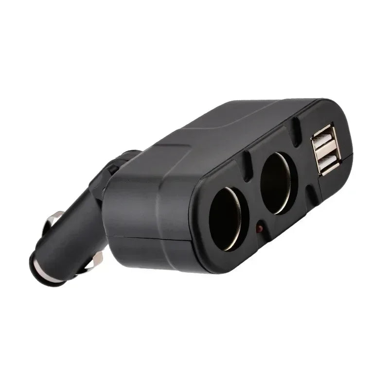 New DC 12V 60W Car Cigarette Lighter 2 Way Dual USB Adapter Charger Plug 90 Degree Foldable for Car SUV Off-road Cables Qme
