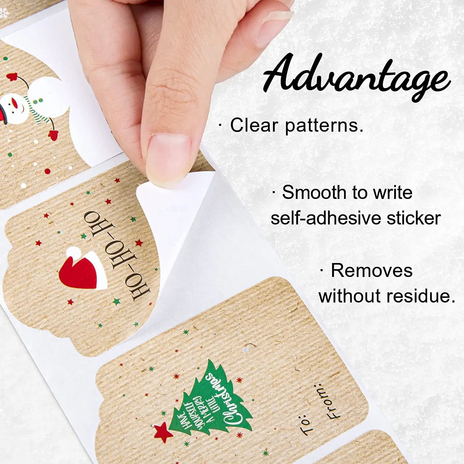 Christmas Roll Stickers Self-adhesive Label Decals 6 Patterns Qme