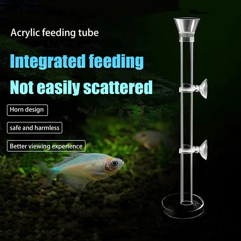 Aquarium Feeder Tube Dish Transparent Fish Tank Shrimp Snail Food Qme