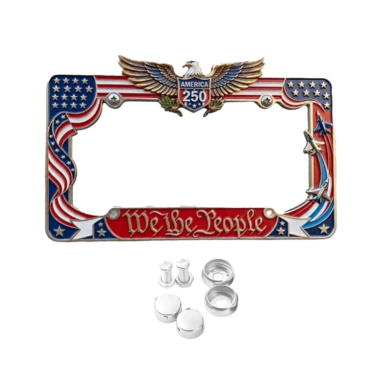 1/2pcs American Specifications License Plate Holder Selected American Flags With Screws Car Decoration Aluminum Alloy Car Qme 1PCS
