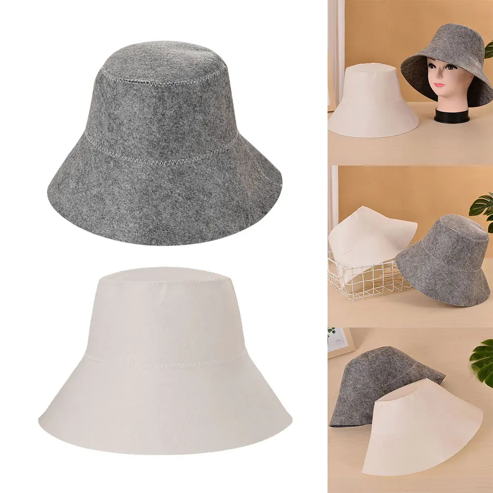 1pc Felt Sauna Hat Anti Heat Thicken Wool Felt Shower Cap Hair Turban For Bath House Head Protection Bathroom Accessories Gray Qme