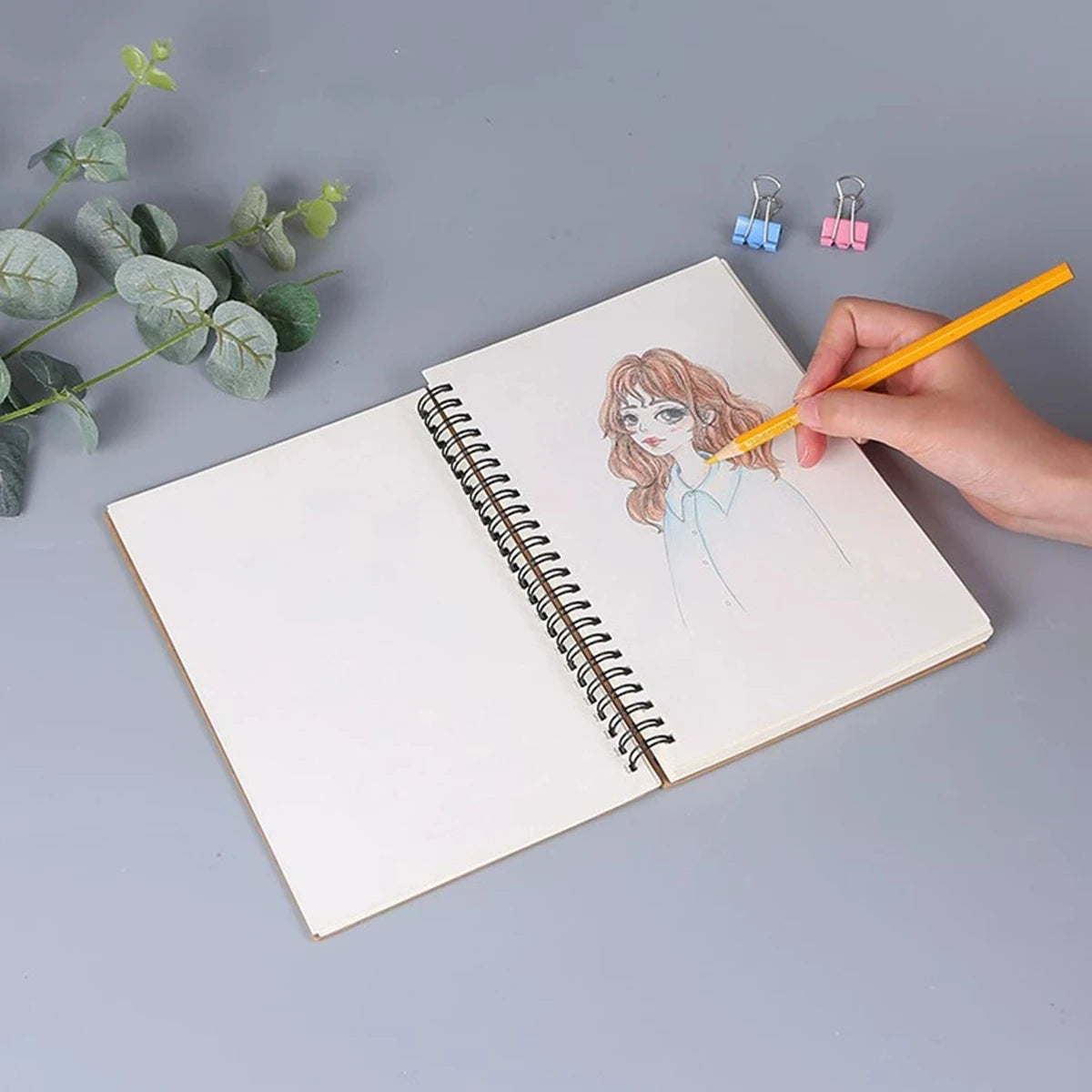 1 Book 50 Sheets Retro Spiral Kraft Paper Notebook Coil Sketchbook Graffiti Drawing Diary Journal Office School Writing Station Qme