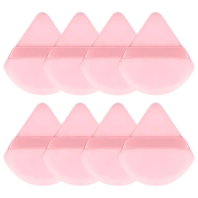 Velvet Cosmetic Foundation Puff Soft Triangle Makeup Puffs Women Face Beauty Sponge Blender Washable Makeup Powder Accessories Qme 8PCS Pink