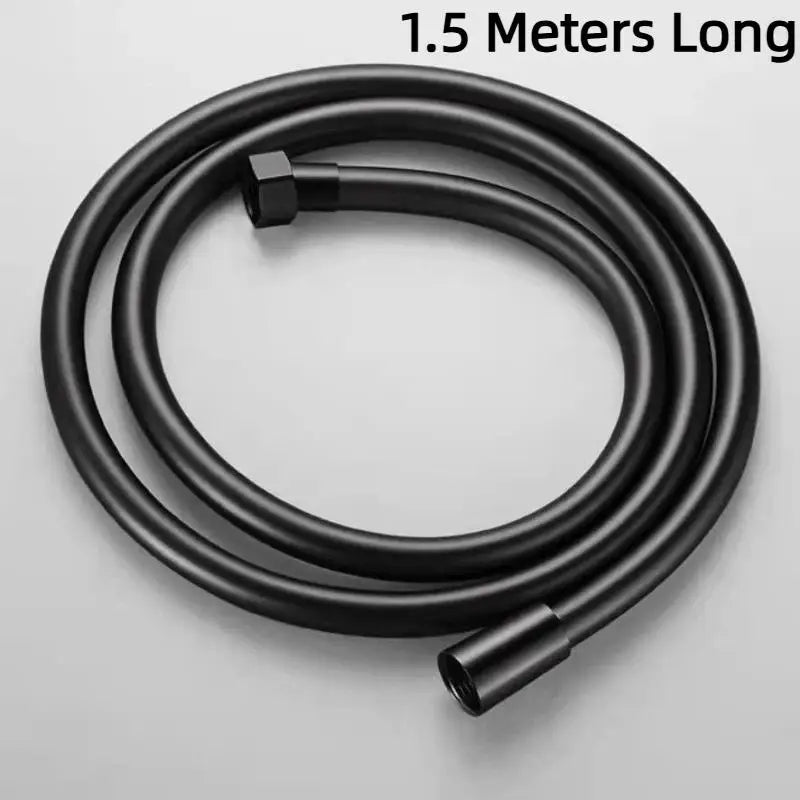 PVC Silicon Shower Hose Flexible Super Durable Suitable For Hot And Cold Water Use And Corrosion-Resistant Steel Cap Connector Qme A Black