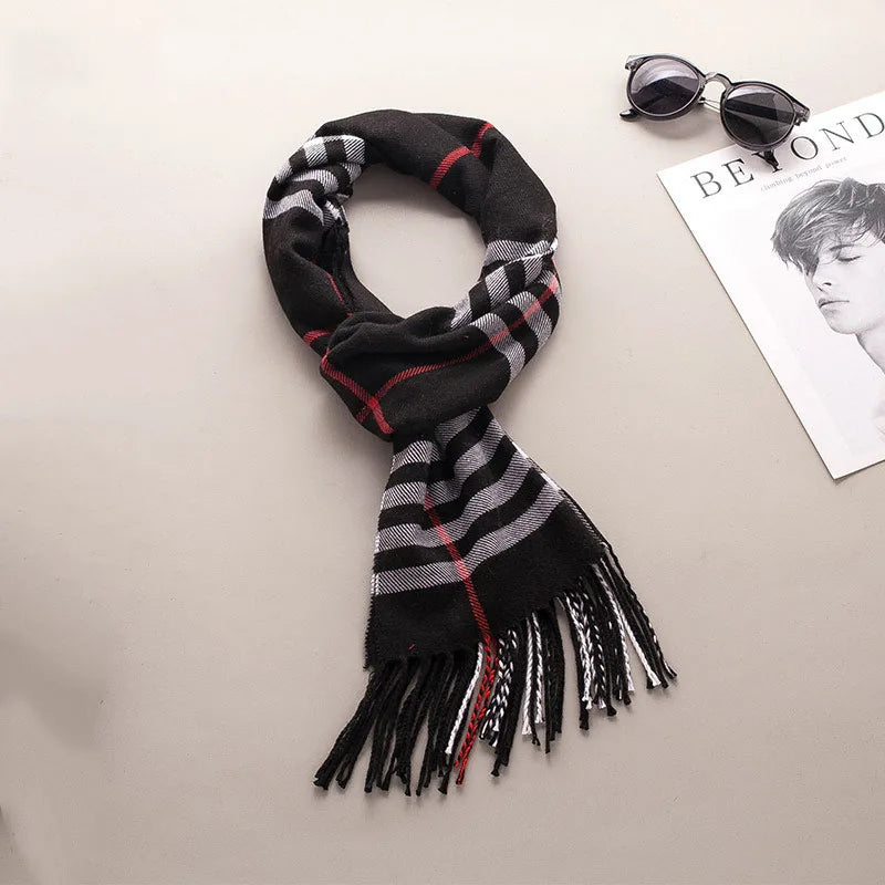 Imitation Cashmere Warm Scarf Women Winter Men Shawl Plaid Female Qme rt1 One Size >8Y