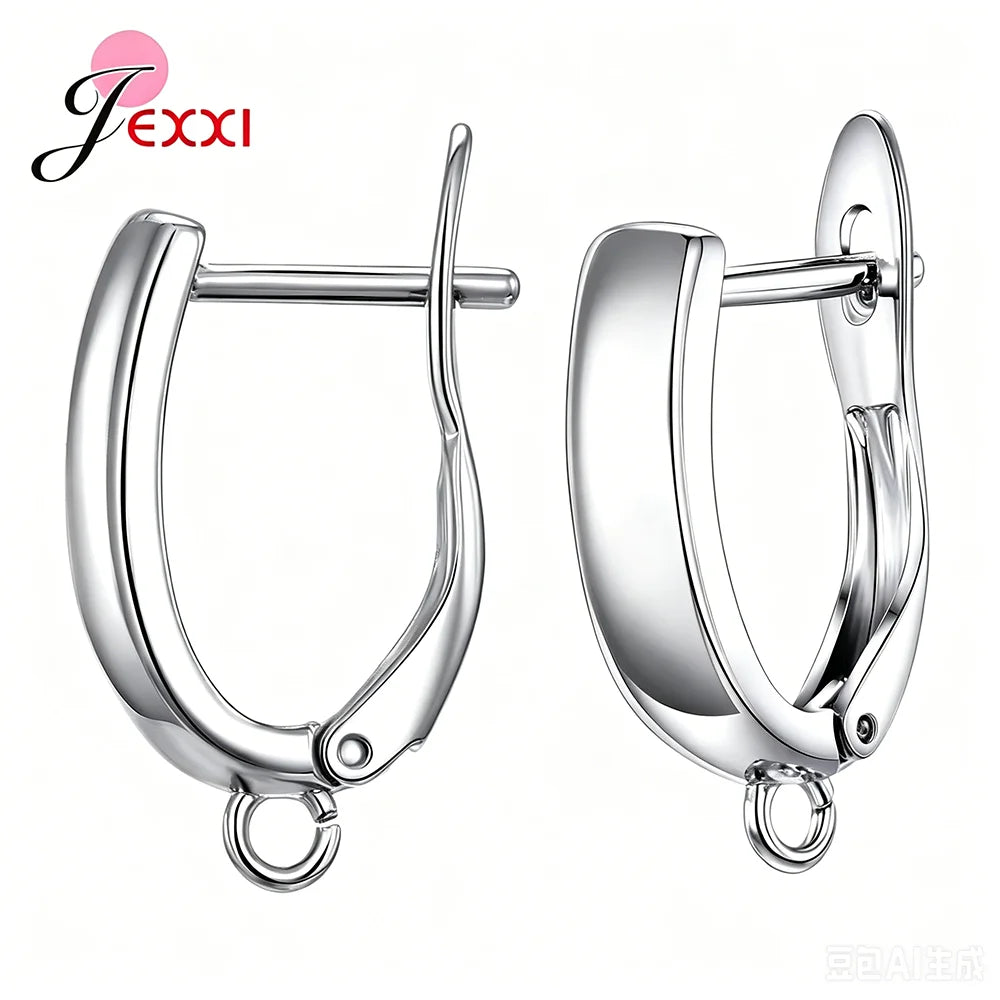 Genuine 925 Sterling Silver Color Earrings Findings For DIY Jewelry Accessory High Quality Women Girls Jewelry Component Qme C