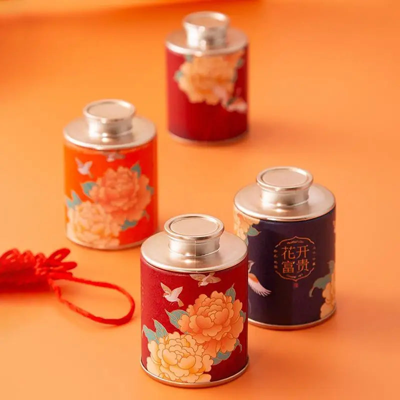 Portable Home Exquisite Small Tea Paper Packaging Cans Mini Empty Tin Qme