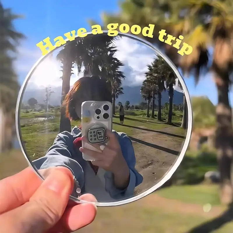 Handheld Selfie Mirror Portable Round Reflection Convex Mirrors Qme