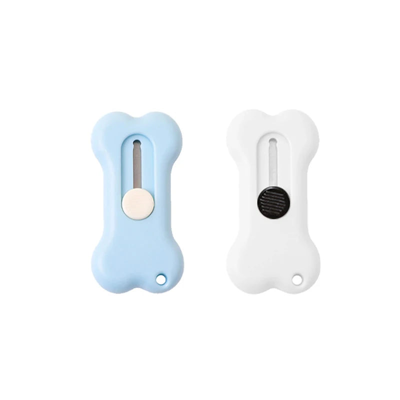 1-3pcs Cuter Mini Cartoon Bone Utility Knife Utility Letter Opener Art Paper Cutter Kawaii Stationery Knife Qme 1 blue 1white