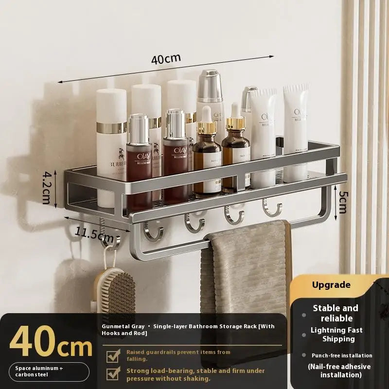 Kitchen Storage Basket Toilet Accessories Bathroom Aluminum Wall Qme Gray 40cm Hook