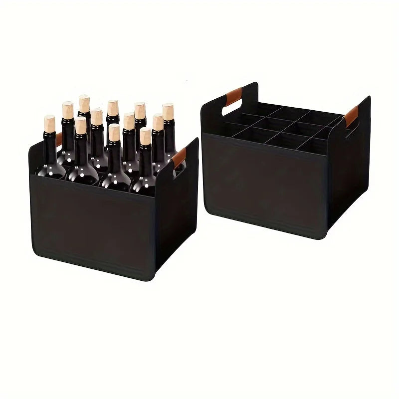 Portable Felt Wine Storage Box Reusable Glass Bottle Organizer Qme