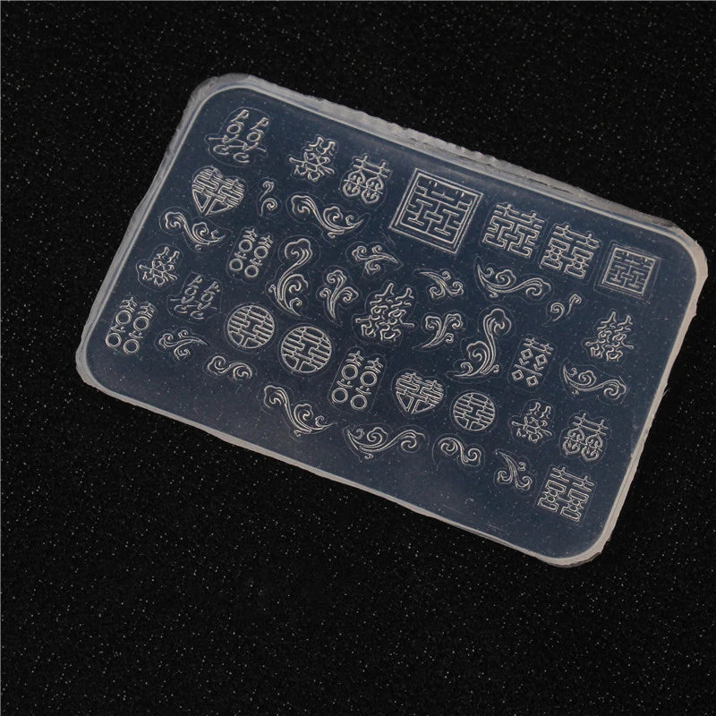 Chinese Manicure DIY UV Gel Drip Mold Retro Totem Fu Character Lucky Qme