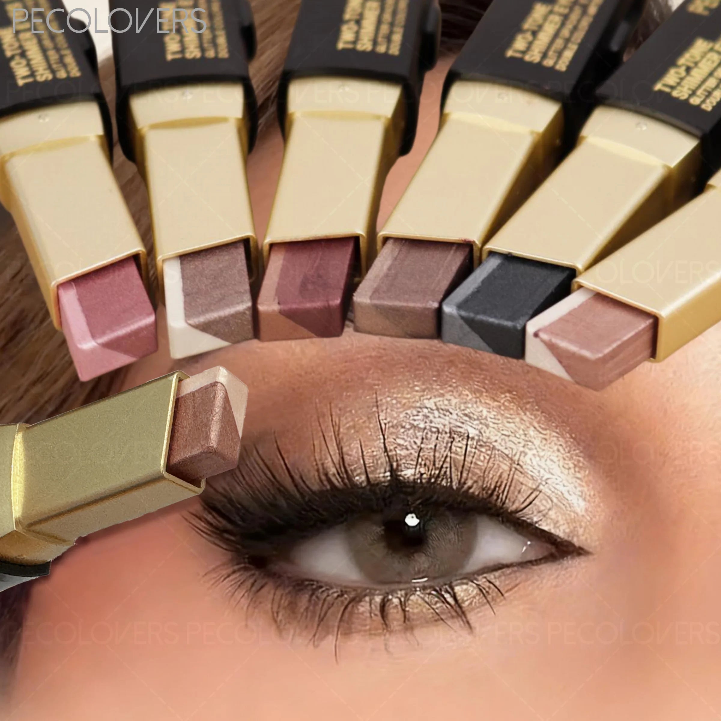 Pearl Shimmer Two-tone Eyeshadow Stick Pigmented Non-fading Qme