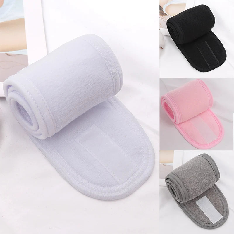 Women Soft Toweling Hair Accessories Girls Yoga Headbands for Face Washing Bath Makeup Hair Band Adjustable SPA Facial Headband Qme