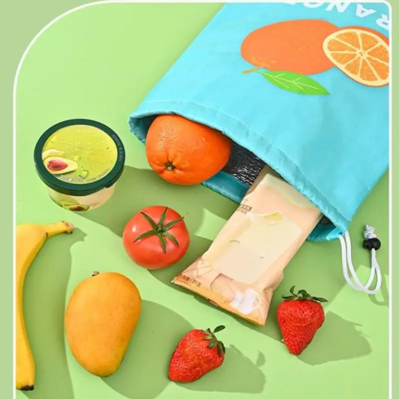 1 Drawstring Oranges Broccoli Ice Cream Storage Bag Reusable Fruit Qme