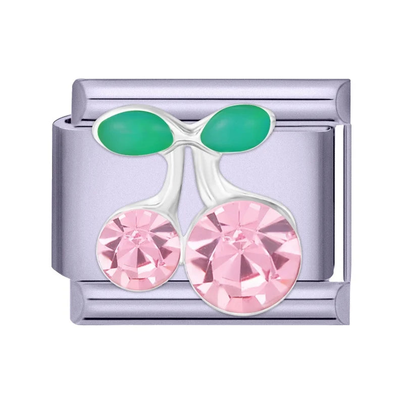 Colorful Square Zircon Pendant Italian Charm Fit Stainless Steel