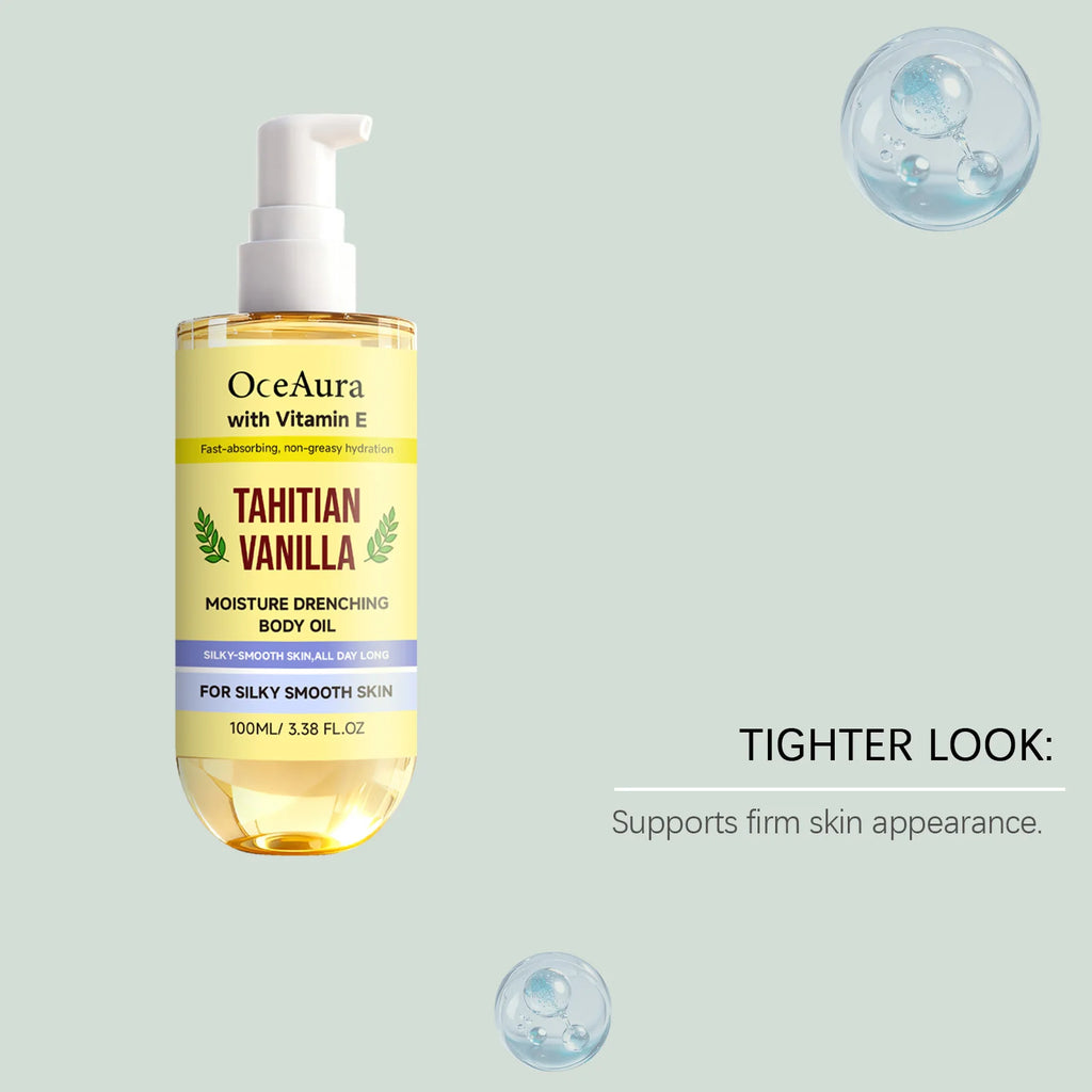 Oceaura Vanilla Moisture Body Oil Vitamin E Infused Fast Absorbing Qme