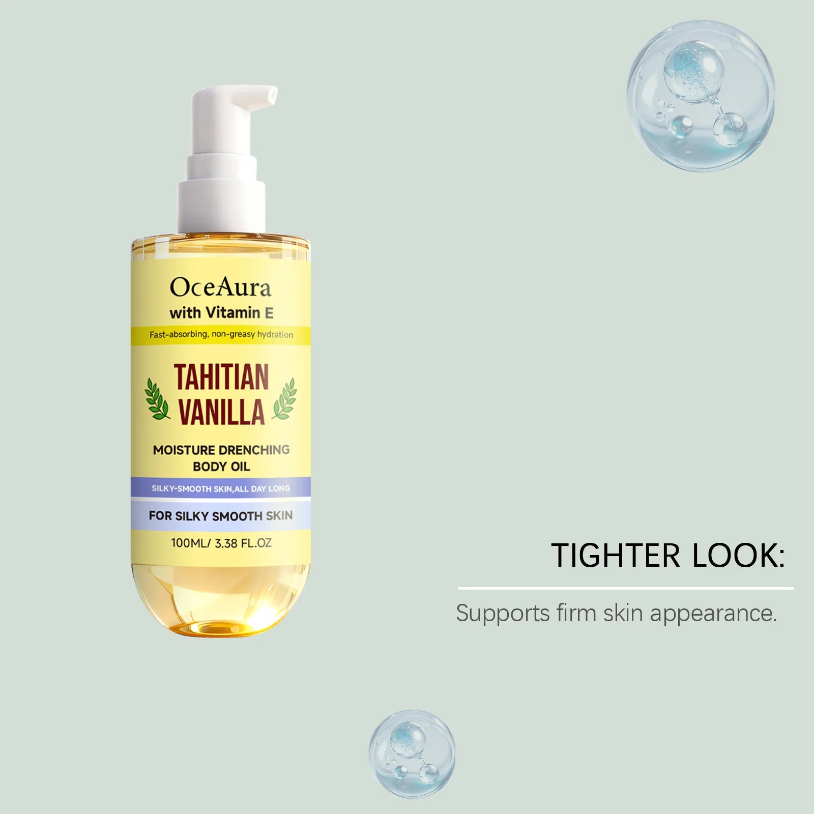 Oceaura Vanilla Moisture Body Oil Vitamin E Infused Fast Absorbing Qme