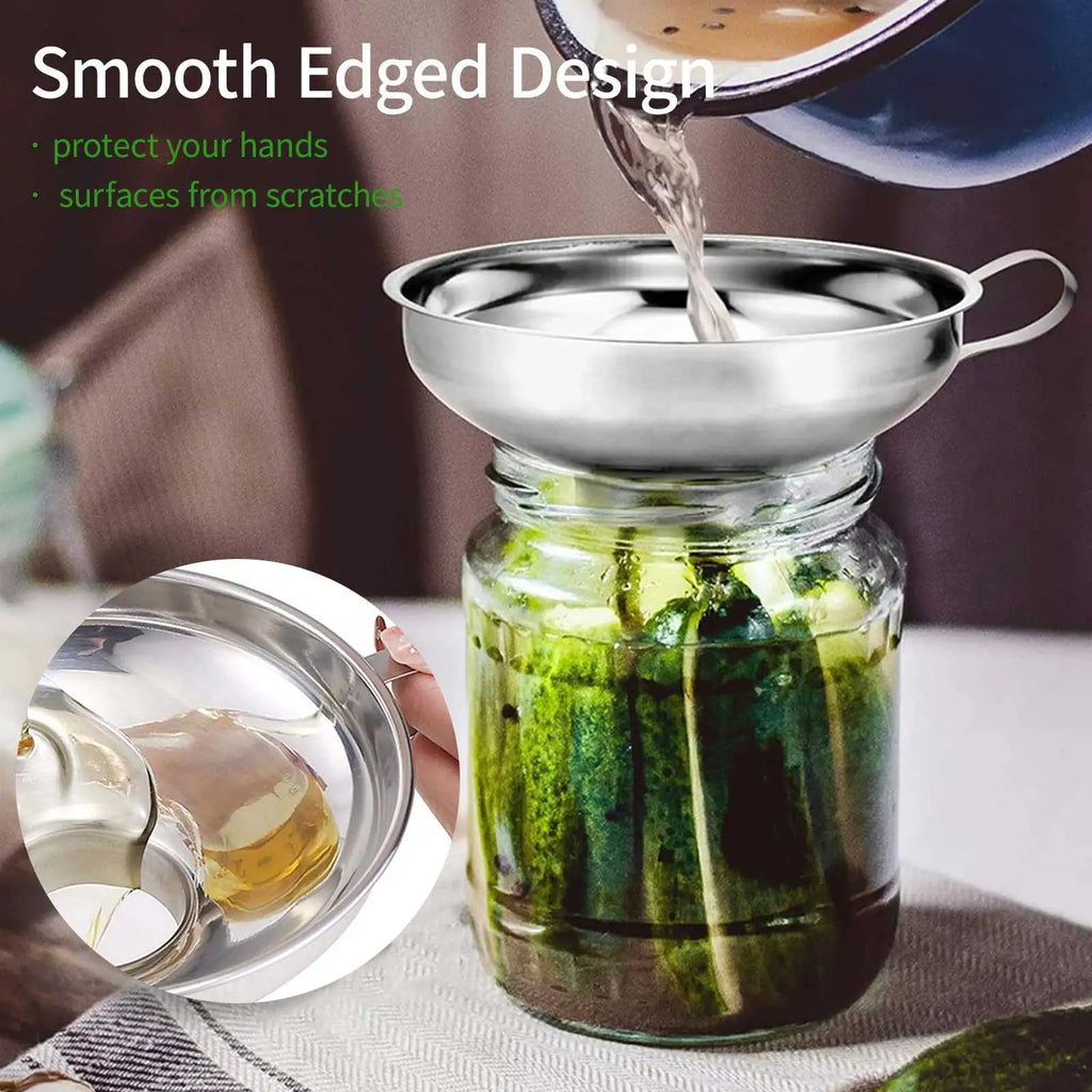 1.49" & 2.12" Funnel Tube Mason Jar Funnel with Handle Stainless Steel Canning Funnel Regular and Wide Mouth Jars Qme