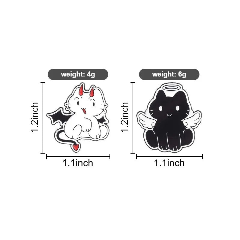Cute Cartoon Angel And Devil Cat Enamel Pin Lovely Dual Style Kitten Metal Brooch For Backpack Decor Collection Holiday Gifts Qme