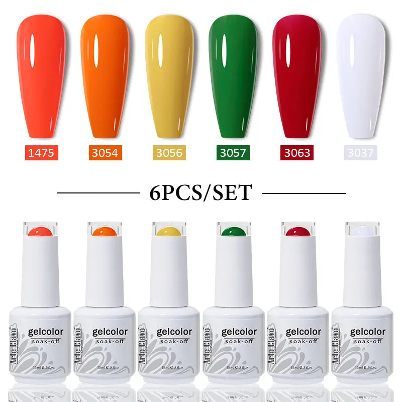 Arte Clavo 4 6 8 Gel Nail Polish Art Soak Off UV Colorful Semi