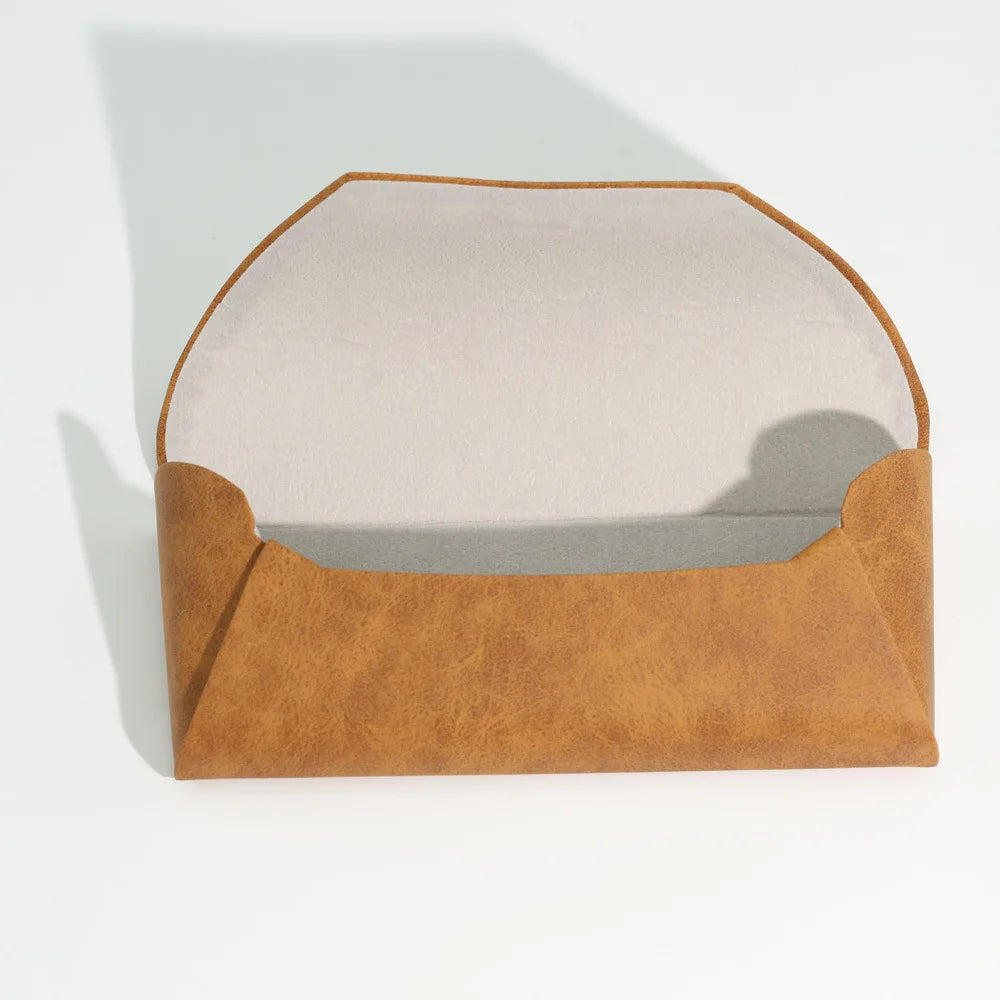 Portable Large Capacity Flocked Eyeglass Case Durable Handmade Leather Glasses Storage Pouch Lightweight Travel Eyewear Box Qme