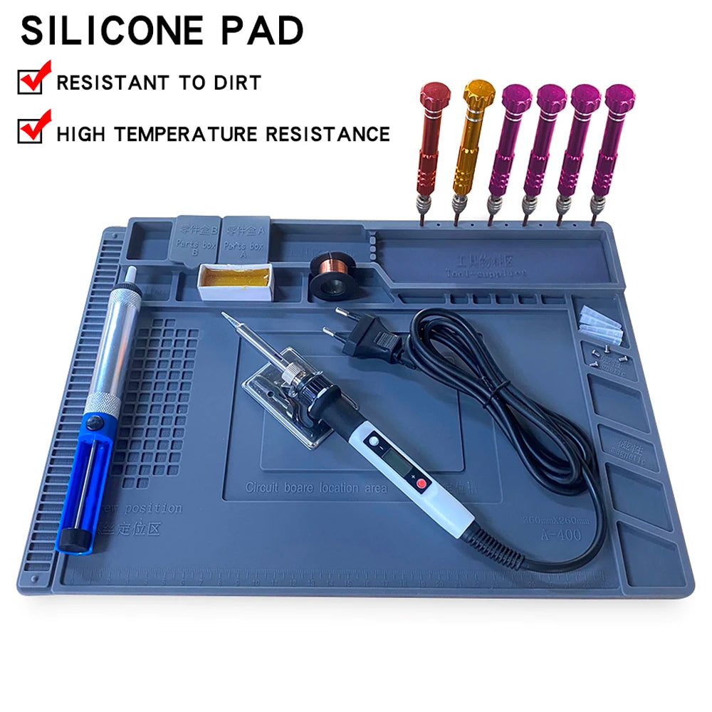 Silicone Soldering Mat Pad Desk Platform Welding Station Iron Phone Qme