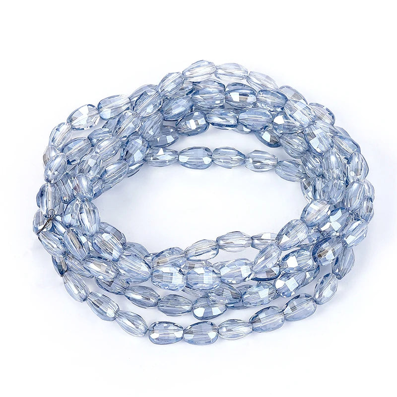 10 Colors 6x8mm Faceted Glass Beads Loose Craft Spacer Beads for DIY Jewelry Bracelet Necklace Earring Keychain Making Crafts Qme Color 9 6x8mm-70pcs