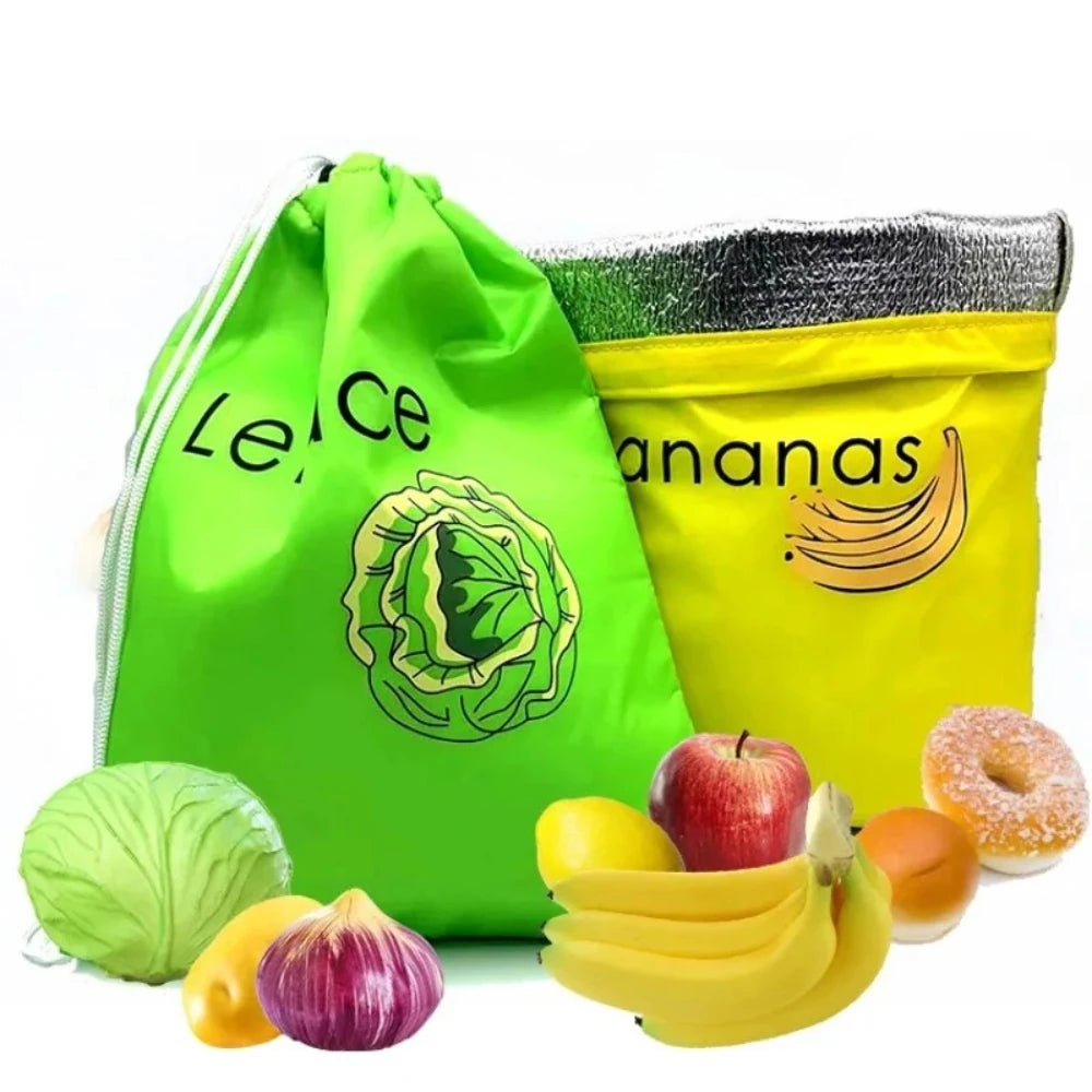 Food Fresh Keeping Drawstring Pocket Reusable Fruit Vegetable Storage Bag Household Produce Organizer Bundle Pouch Qme