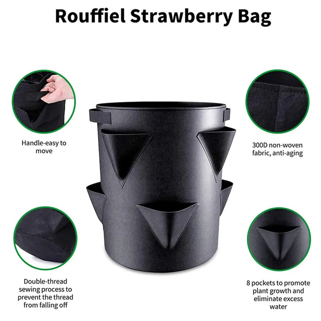 Strawberry Pots And Planters Strawberry Garden Planting Pots With 6 Side Grow Pockets Breathable 7 Gallon Portable For Courtyard Qme