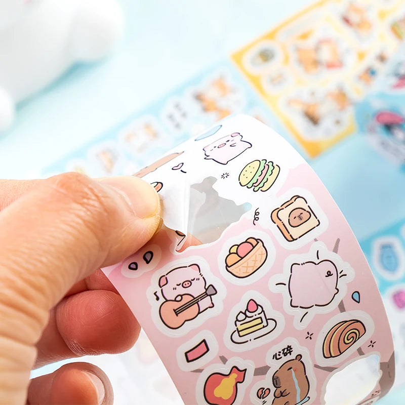 70mm*2m Cute Cartoon Creative Decoration Adhesive Tape PET Die Cutting Tapes Handbook DIY Scrapbooking Collage Journal Stickers Qme