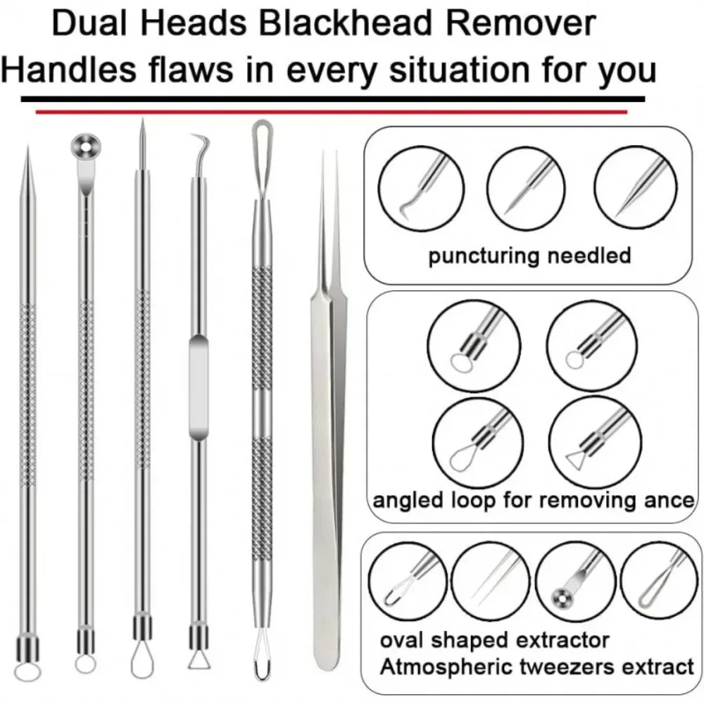 Stainless Steel Blackhead Remover Tools Comedone Extractor Tweezers Qme